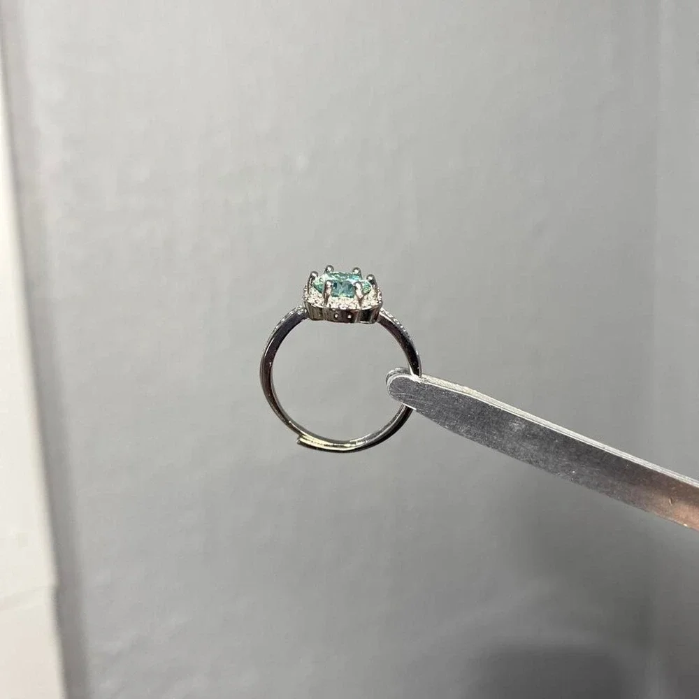 MOISSANITE CRYSTAL FLOWER SHAPED ADJUSTABLE RING FAIRYCORE WHIMSICAL ETHEREAL